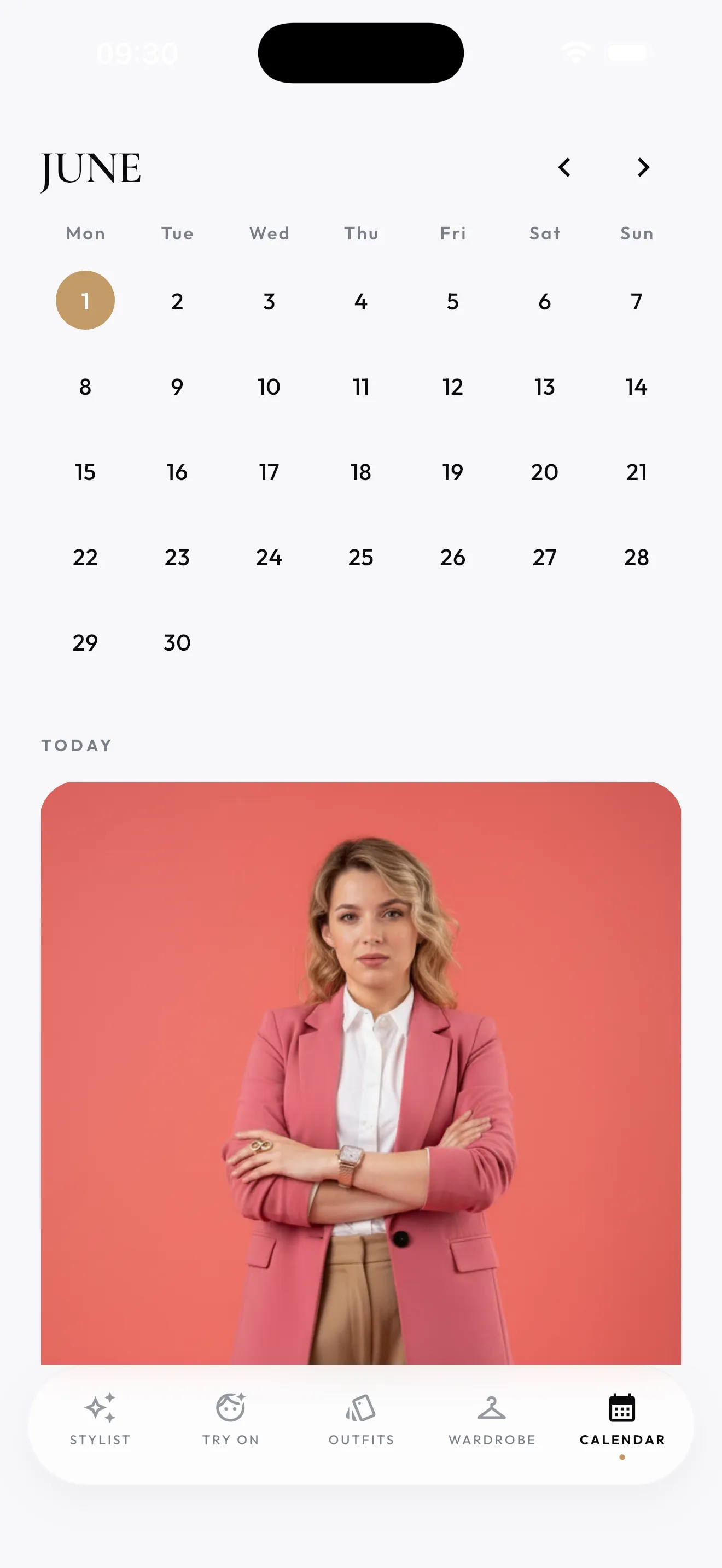 Clovy digital closet outfit planning calendar screen